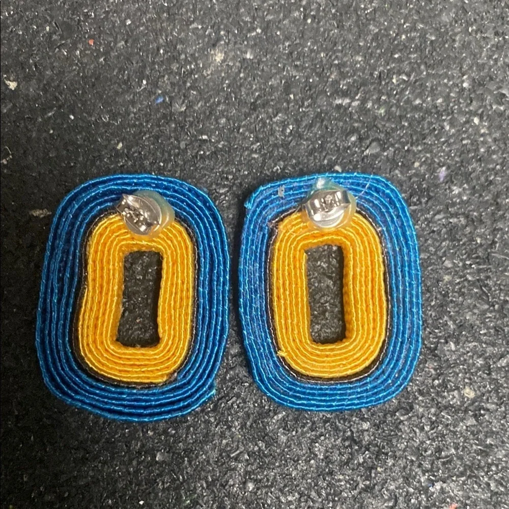 90s Blue and Yellow Statement Earrings